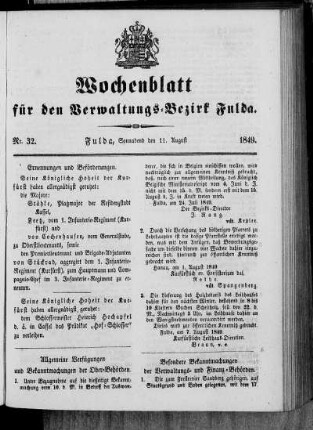 Nr. 32, Ausgabe vom 11. August 1849