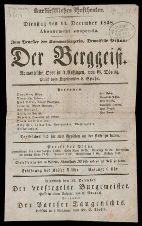 [Band 5,1]: Kurfürstliches Hoftheater, Repertorium (1838-1895)