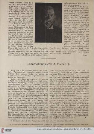 Landesökonomierat A. Siebert †
