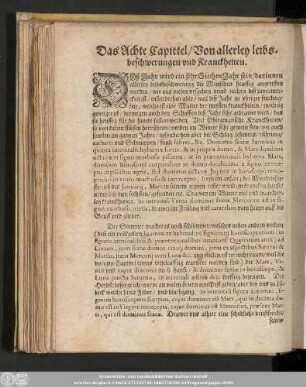 Das Achte Capittel/ Von allerley leibsbeschwerungen und Kranckheiten.