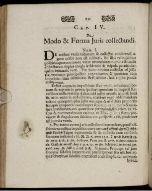 Cap. IV. De Modo & Forma Iuris collectandi.