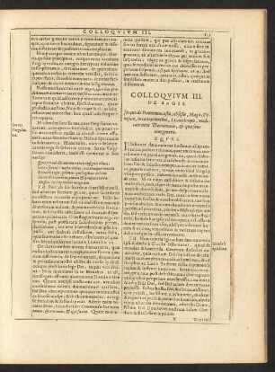 Colloquium III. De Sagis.
