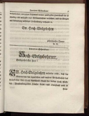 Zweytes Schreiben.