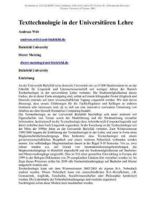 Texttechnologie in der Universitären Lehre