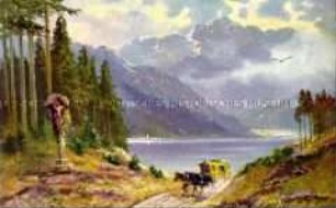 Postkutsche vor Berglandschaft