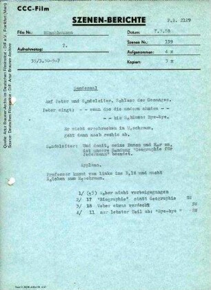 Szenenbericht vom 07.03.1958