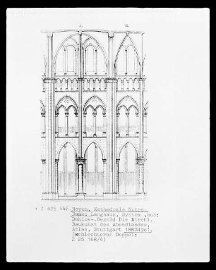 Die Kathedrale Notre-Dame in Noyon: Aufriss des Wandsystems des Langhauses