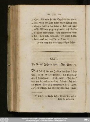 XXVII. An Rabbi Jehuda Levi, Ben Saul.