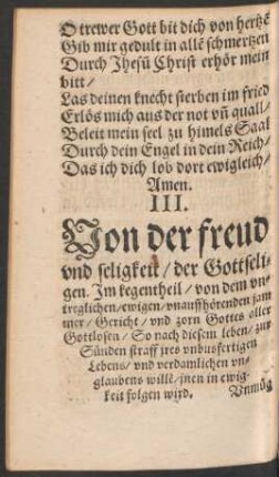 III. [i.e. IIII.] Von der freud und seligkeit/ der Gottseligen ...