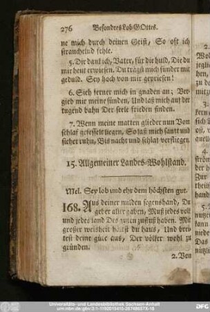 15. Allgemeiner Landes-Wohlstand.