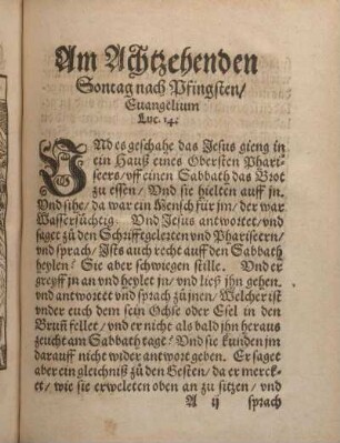 Am Achtzehenden Sontag nach Pfingsten/Evangelium Luc. 14.