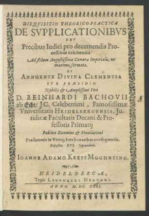 Disquisitio Theorico-Practica De Supplicationibus Seu Precibus Iudici pro decernendis Processibus exhibendis