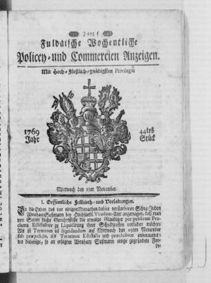 44tes Stück, Ausgabe vom 1. November 1769
