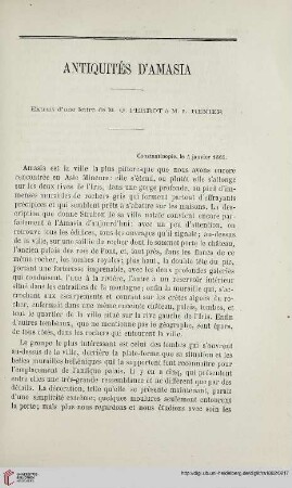 N.S. 5.1862: Antiquités d'Amasia : extrait d'une lettre de M. G. Perrot à M. L. Renier