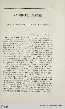 N.S. 5.1862: Antiquités d'Amasia : extrait d'une lettre de M. G. Perrot à M. L. Renier