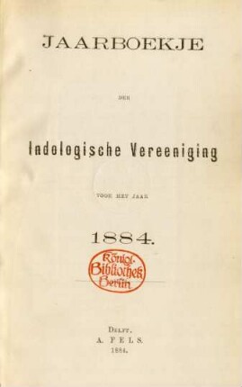 1884: Jaarboekje der Indologische Vereeniging