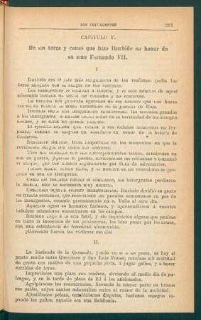 Capítulo V. - De los toros y cañas que hizo Iturbide en honor de su amo Fernando VII.