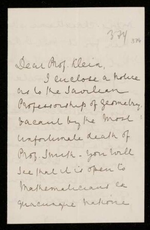 Nr. 10: Briefe von Arthur Cayley an Felix Klein, Cambridge, 4.4.1883