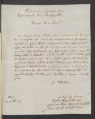 Brief von Christian August Hermes an Johann Jacob Kohlhaas