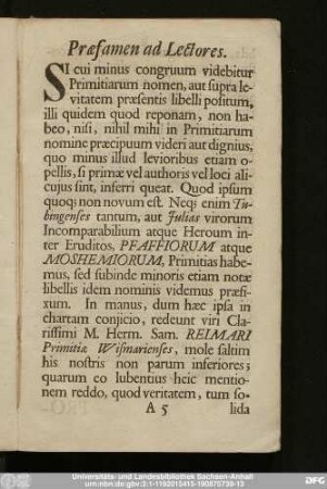 Praefamen ad Lectores.