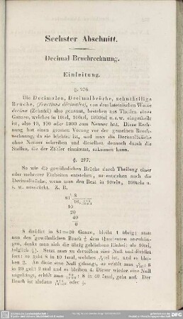 Sechster Abschnitt. Decimal-Bruchrechnung