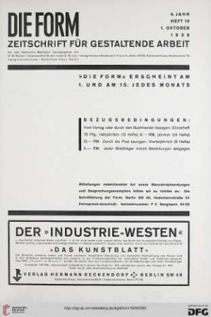 Heft 19 (1. Oktober 1929)