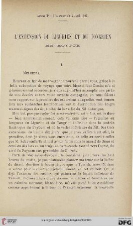 3.Ser. 6.1895: L' extension du ligurien et du tongrien en Égypte
