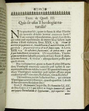Exerc. de Quæst. III. Quis sit usus Theologiæ naturalis?