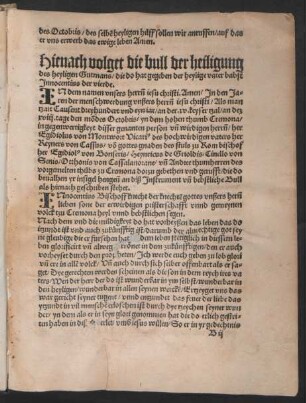 Hienach volget die bull der heiligung des heyligen Gutmans ...