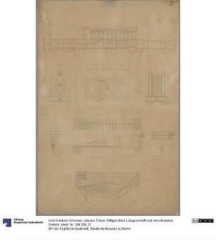 Litauen. Palais Wittgenstein. Längsschnitt und verschiedene Details
