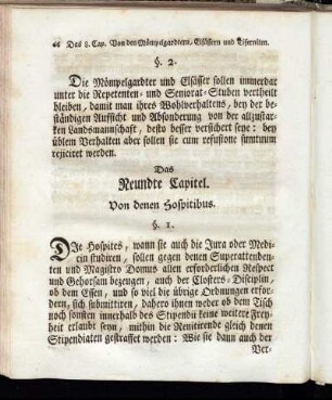 Das Neundte Capitel. Von denen Hospitibus.