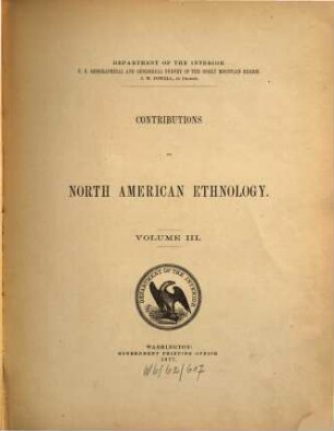 Contributions to North American ethnology, III