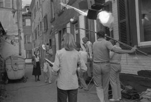 Drehaufnahmen des SWR-Fernsehens in Karlsruhe für die Fernsehserie "Tatort "