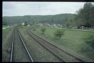 Haltepunkttafel vom Hp. Schmiechen in km