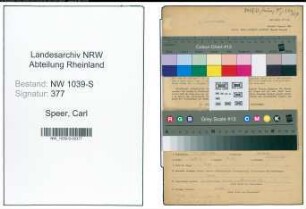 Entnazifizierung Carl Speer , geb. 21.07.1890 (Postbeamter)