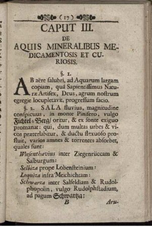 Caput III. De Aquis Mineralibus Medicamentosis Et Curiosis.