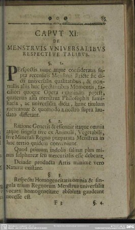 Caput XI. De Menstruis Universalibus Respective Talibus