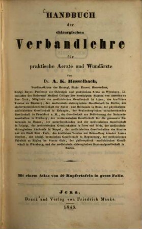 Handbuch der gesammten Chirurgie für praktische Aerzte und Wundärzte, 2. Handbuch der chirurgischen Verbandlehre für praktische Aerzte und Wundärzte