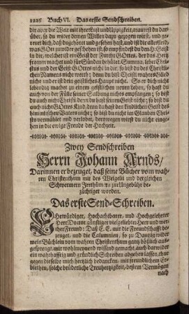Zwey Sendschreiben Herrn Johann Arnds.