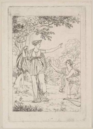 Mythologische Darstellungen, Blatt 9: Hera verwandelt Kallisto in eine Bärin