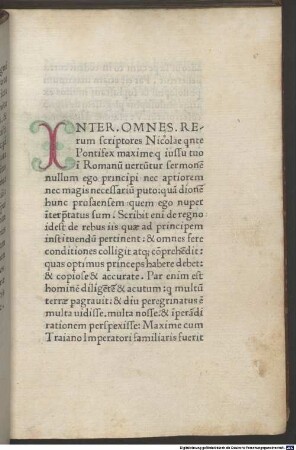 De regno : mit Widmungsbrief an Erzherzog Maximilian I., Rom 1.1.1469, von Kardinal Francesco Todeschini-Piccolomini