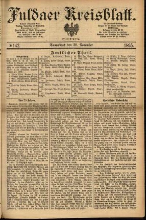 Erste Ausgabe vom Samstag, den 30. November 1895.