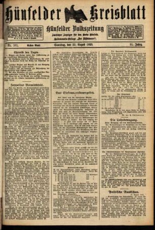 Erste Ausgabe vom Samstag, den 22. August 1925.