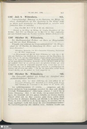 841. 1702, Juli 9. Wittenberg