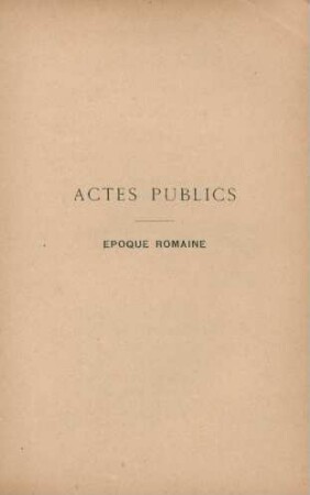Actes publics - epoque romaine