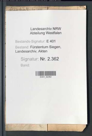 Kohlenregister des Amtes Siegen