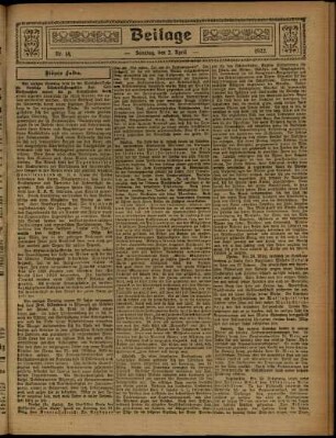 Zweite Ausgabe vom Sonntag, den 02. April 1922.
