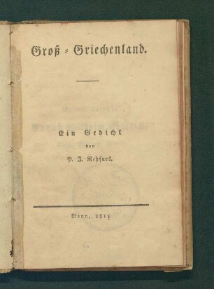 Groß-Griechenland : ein Gedicht