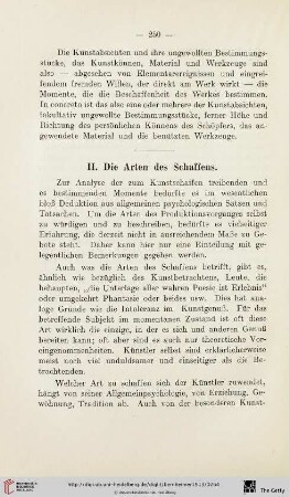 II. Die Arten des Schaffens