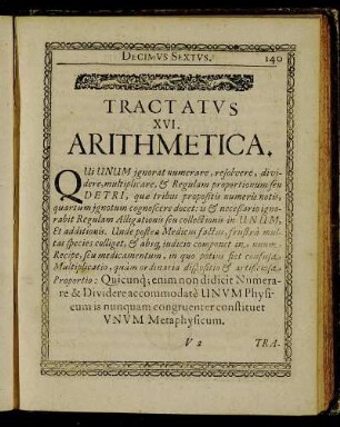 Tractatus XVI. Arithmetica